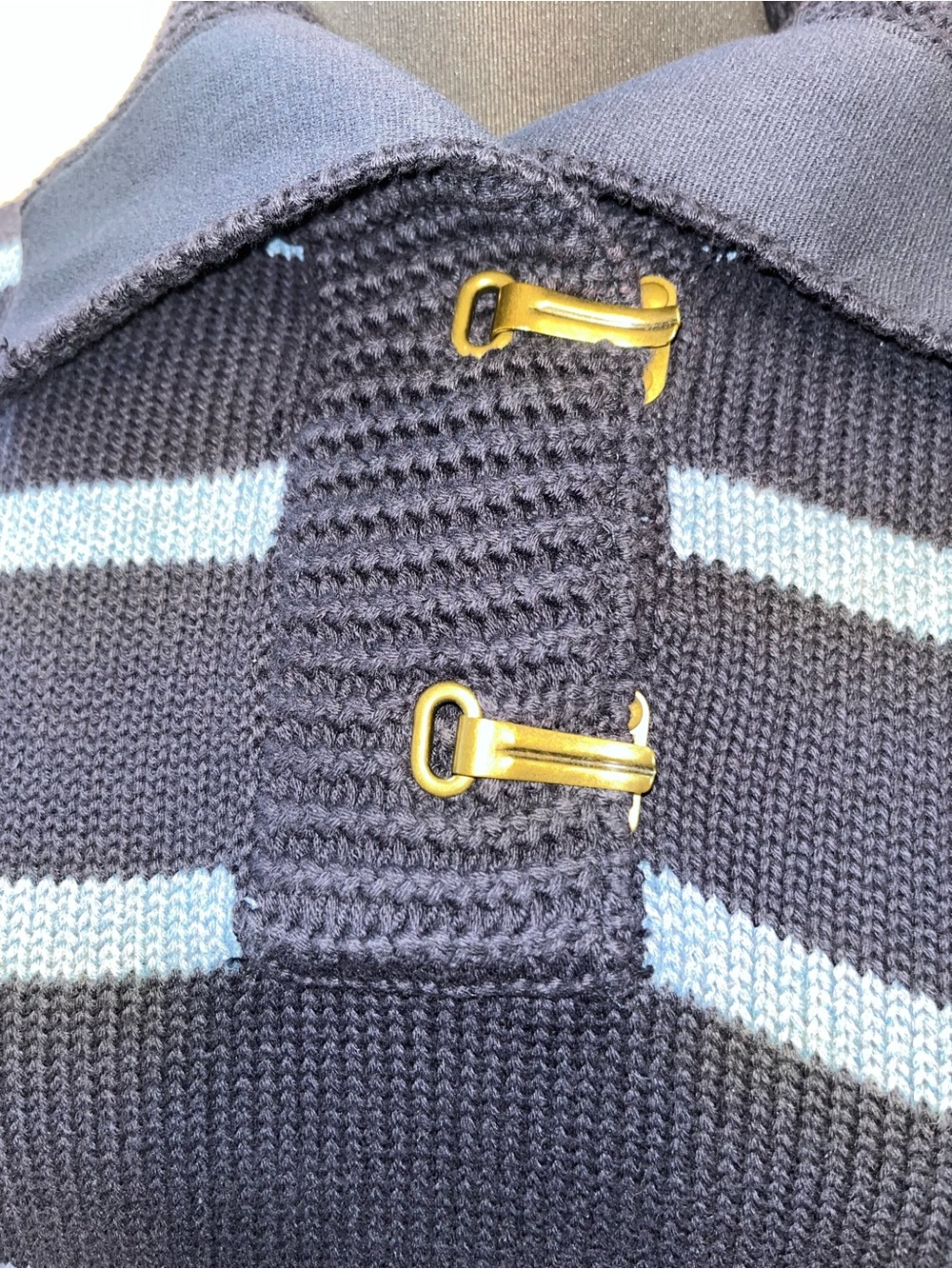 Lauren Ralph Lauren Navy and Light Blue Striped Turtleneck Sweater - Picture 3 of 10